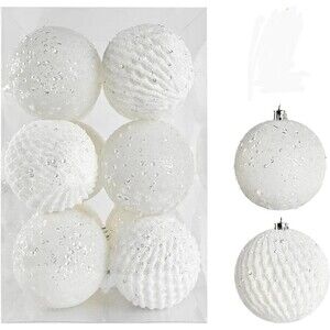 12 White Sparkly Christmas Ornaments NEW